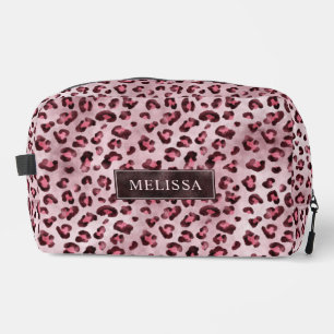 Neceser Estampado Animal Leopardo Rosa Con Hojas De Hoja Y