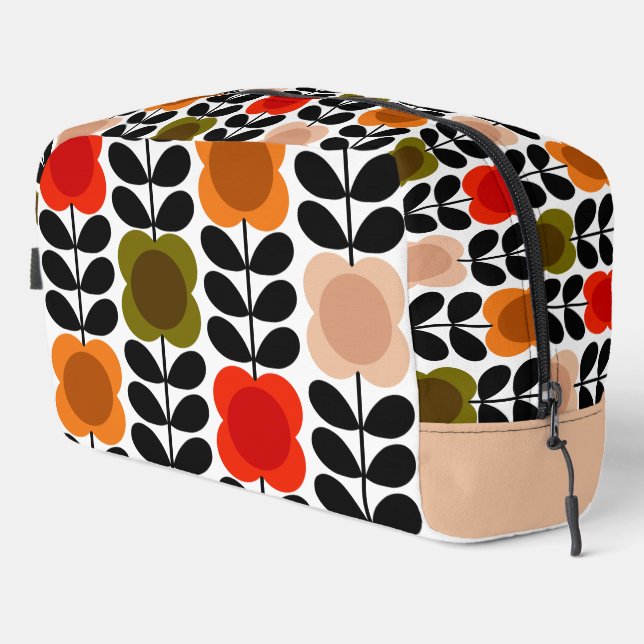 Neceser Estem de flores de hueso retro alegre, rosa de tom (Esquina derecha)