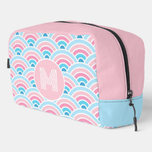 Neceser Flamenco Rubor Rosa Azul Ondas Geométricas Patrón