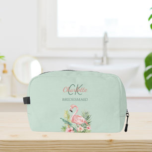 Neceser Flamingo rosa salva tropical dama de honor verde