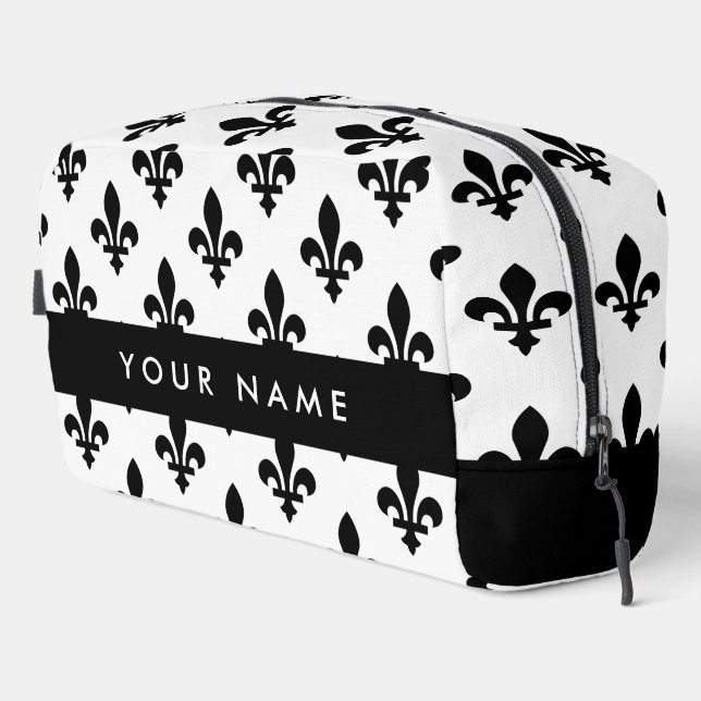 Neceser Fleur de Lis, Negro sobre Blanco, Negro, Tu Nombre (Esquina derecha)