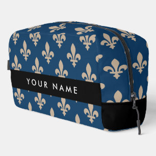 Neceser Flor de Lis, Beige sobre Azul Marino, Real, Tu Nom