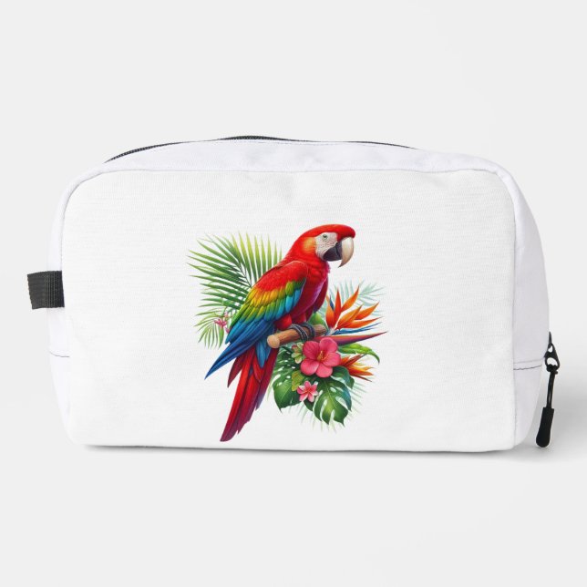 Neceser Flor tropical de macao rojo (Anverso)