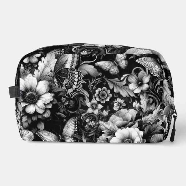 Neceser  Floral Antiguo Monocromo con Mariposas  (Anverso)