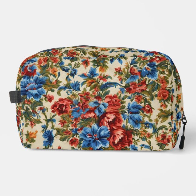 Neceser Flores azules y rojas exuberantes italianas con ho (Anverso)