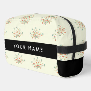 Neceser Flores azules y rojas, negro, tu nombre