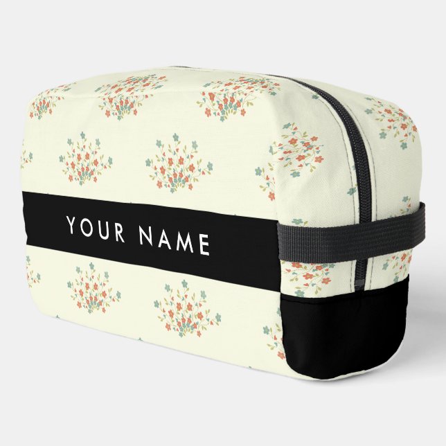 Neceser Flores azules y rojas, negro, tu nombre (Esquina izquierda)