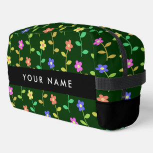 Neceser Flores de colores, fondo verde, negro