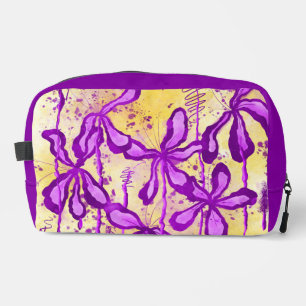 Neceser Flores de tinta abstracta moradas y amarillas