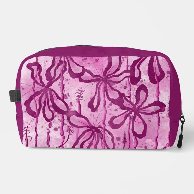 Neceser Flores de tinta abstracta rosadas (Anverso)