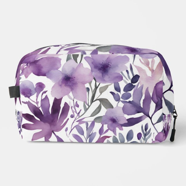 Neceser Flores púrpura acuarela (Anverso)