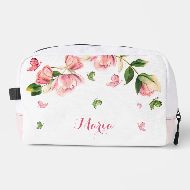 Neceser Flores rosa románticas verde accesorio Pouch (Anverso)