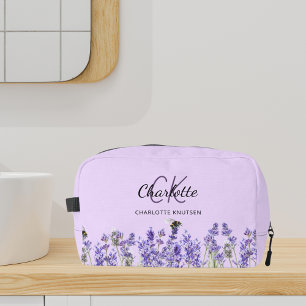 Neceser Flores violeta de lavanda abejas nombre monograma