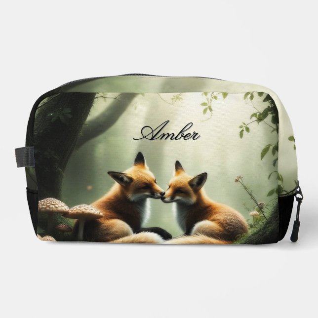 Neceser Fox Cuddle en un bosque contaminado personalizado (Anverso)