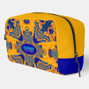 Neceser Fractal Batik moderno azul amarillo brillante