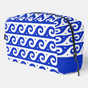 Neceser Fret griego, patrón de onda mediterránea, azul