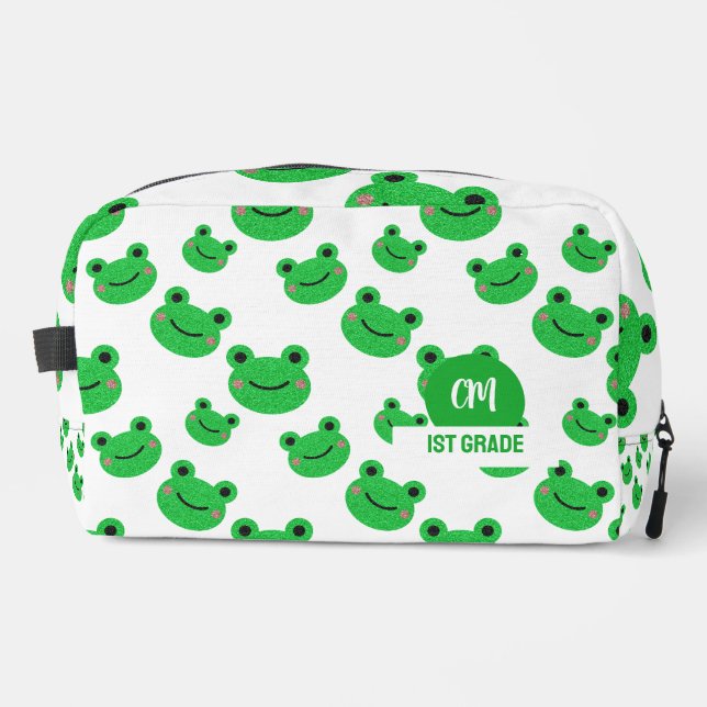 Neceser Frog Happy Face Pattern Green Monogram School (Anverso)