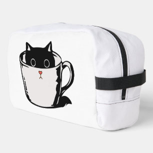 Neceser Gatito negro con nariz roja escondido en una taza