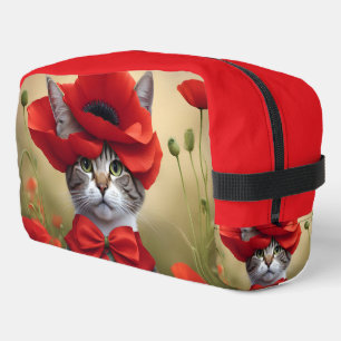 Neceser Gato con un vestido hecho de amapola