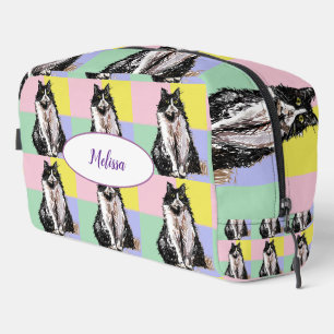 Neceser Gato esmoquin Pastel Cuadros Rosa Amarillo Niñas