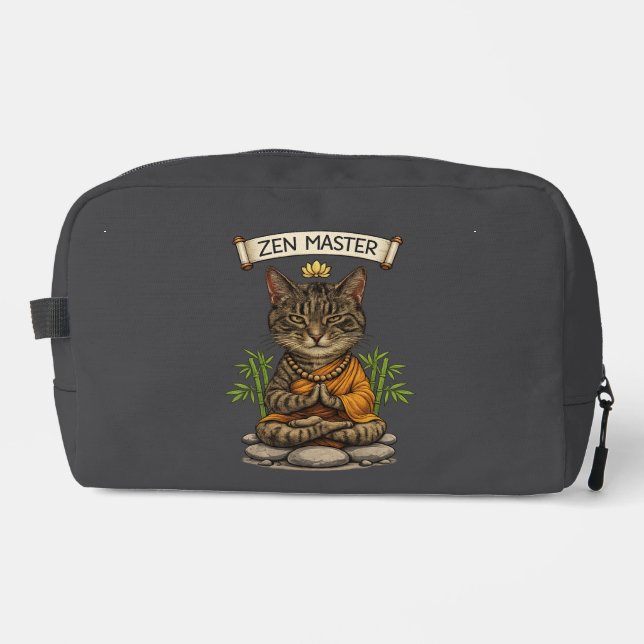 Neceser Gato Maestro Zen Divertido Regalo Gato Tabby Gris  (Anverso)