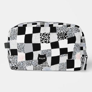 Neceser Gato Negro Cuadrillé Estampado Combinado Cheetah a