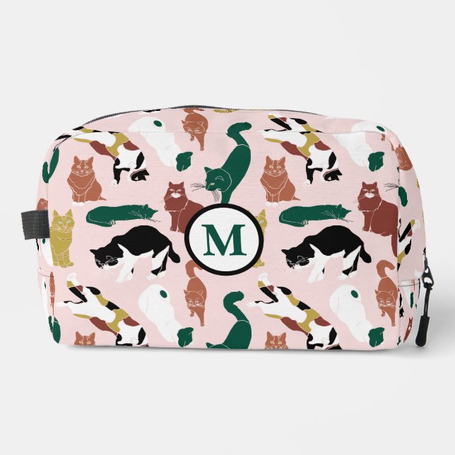 Neceser Gatos dibujados a mano con encanto en un fondo ros (Anverso)