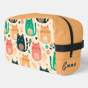 Neceser Gatos Lindos y Patrón Floral Monograma Personaliza
