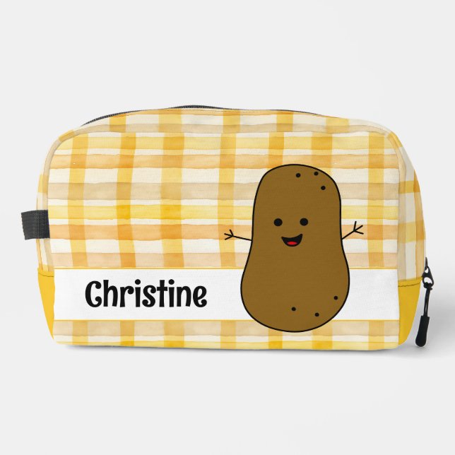 Neceser Gingham Amarillo Patata Marrón Personalizada (Anverso)