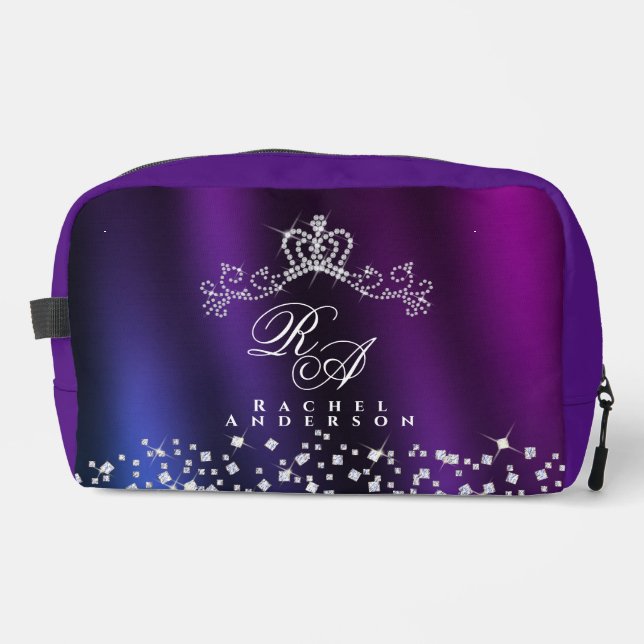 Neceser Glittering Crown Monograma Azul morado (Anverso)