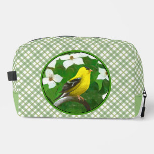 Neceser Goldfinch en Dogwood florece arte de aves original