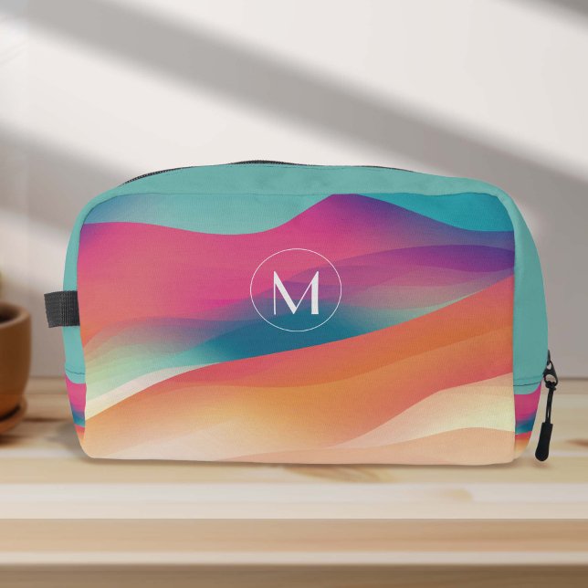 Neceser Gradientes abstractos de color monograma moderno (Abstract colorful monogram dopp kit bag.)