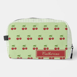 Neceser Green & Red Cherry Gingham Pattern Simple Fruit