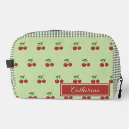 Neceser Green & Red Cherry Gingham Pattern Simple Fruit