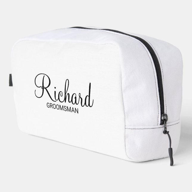 Neceser Groomsman personalizado con guión moderno (Esquina derecha)