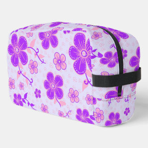 Neceser Hermosa estampa floral púrpura y rosa sobre lavand