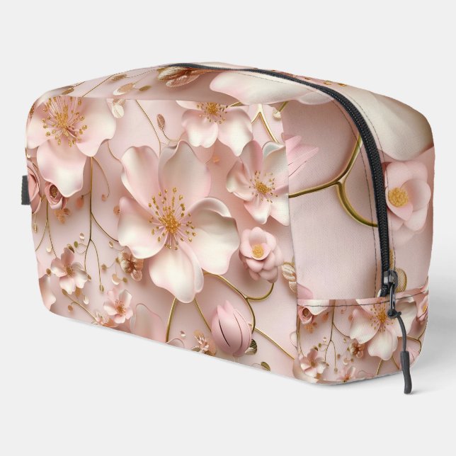 Neceser Hermosa flor pastel rosa suave impresa (Esquina derecha)