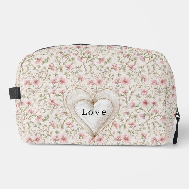 Neceser Hermosas Flores Rosadas Corazón Blanco Amor (Anverso)
