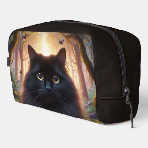 Neceser Hermoso gato negro esponjoso con ojos dorados