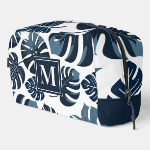 Neceser Hoja Monstera Azul y Blanca Tropical