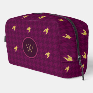 Neceser Houndstooth rosa con acento dorado