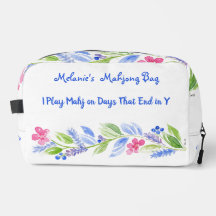 I Play Mahjong Watercolor Flower Tile Dice Zip Bag