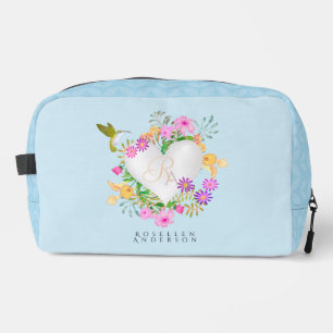 Neceser Jardín floral Monograma Corazón Azul