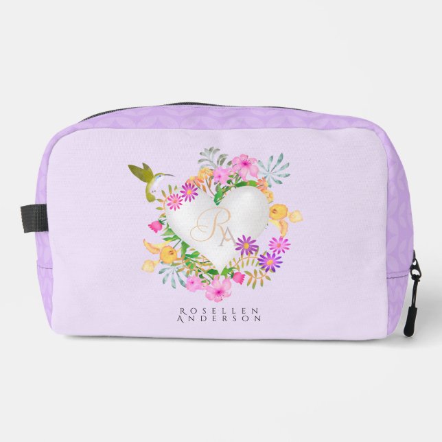 Neceser Jardín floral Monograma Corazón Rosa (Anverso)