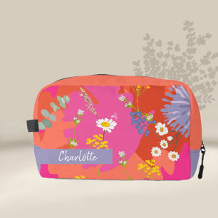 Neceser Jardín floral rosa caliente y Naranja personalizad