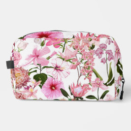 Neceser Jardín rosa y ilustracion de flores tropicales.