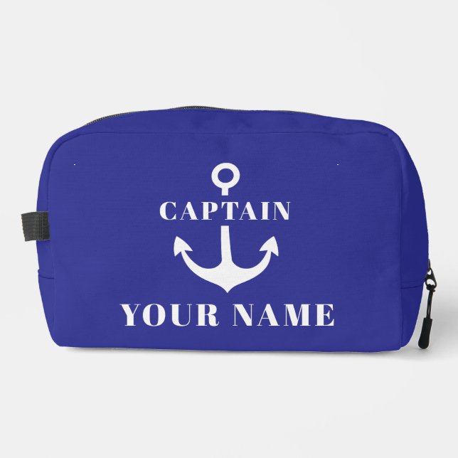 Neceser Kit de aseo azul capitán de barco personalizado (Anverso)