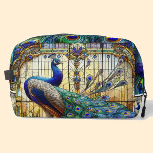 Neceser Kit de viaje para hombre pavo real vidrio teñido a