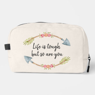 Neceser La vida es dura acuarela floral flecha crema