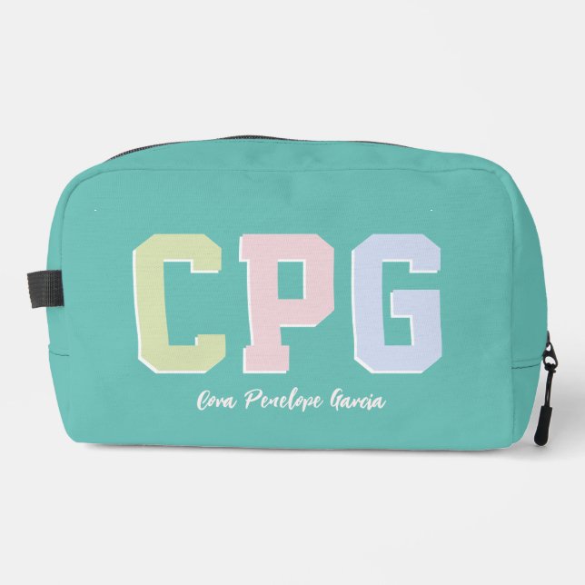 Neceser Las iniciales de Preppy son lindas verde azuladas  (Anverso)
